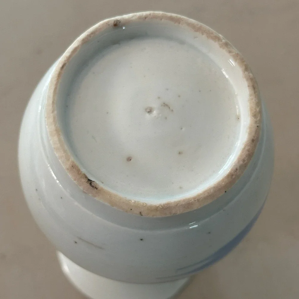Antique Japanese Sometsuke Blue White Porcelain Landscape Vase 19th Century